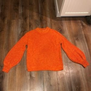 Orange balloon sleeve sweater size large
